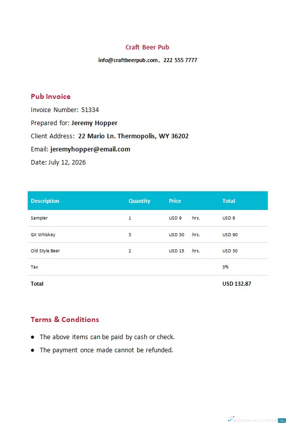 Download Free Pub Invoice Template Photoshop template